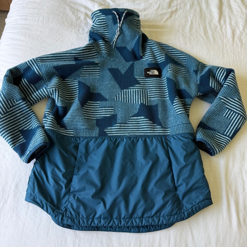 The North Face Womens Blue Patterned Fleece Funnel Neck Pullover XL NF0A34MK - Picture 4 of 9